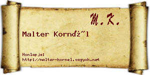 Malter Kornél névjegykártya